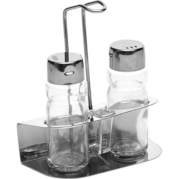 Набор д/специй 4 пр-та на подставке;стекло,сталь нерж.