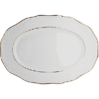 Блюдо «Афродита» овальное;фарфор;,H=25,L=380,B=265мм;белый,золотой