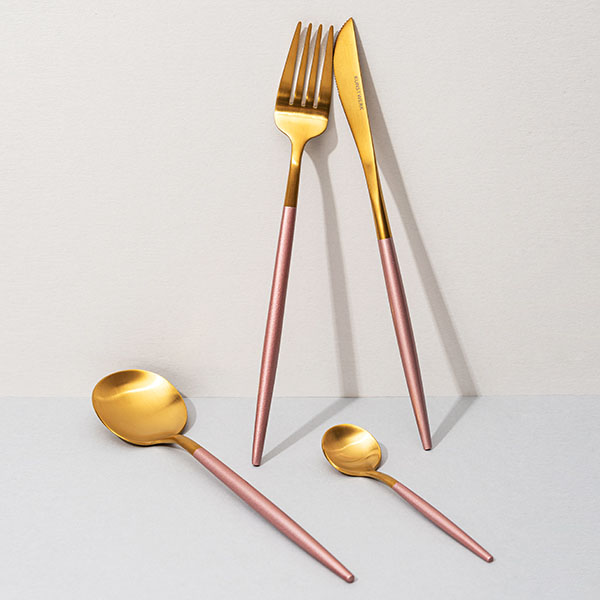 Вилка столовая «Стил Пинк Голд Мэтт»;сталь нерж.;,L=220,B=27мм;золотой,розов.