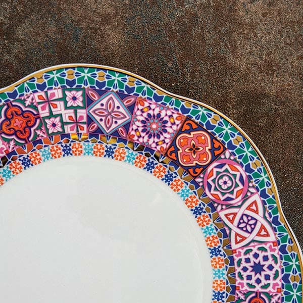 Тарелка «Анемон Эбе» мелкая;кост.фарф.;D=26,5см;белый,разноцветн.