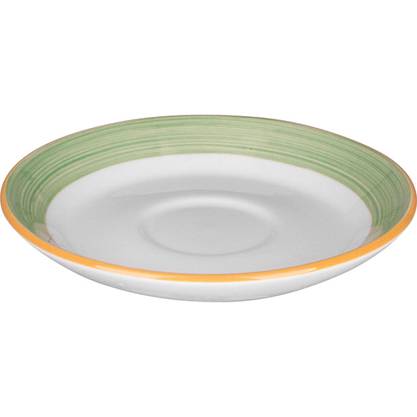 Блюдце «Рио Грин»;фарфор;D=150,H=16мм;белый,зелен.