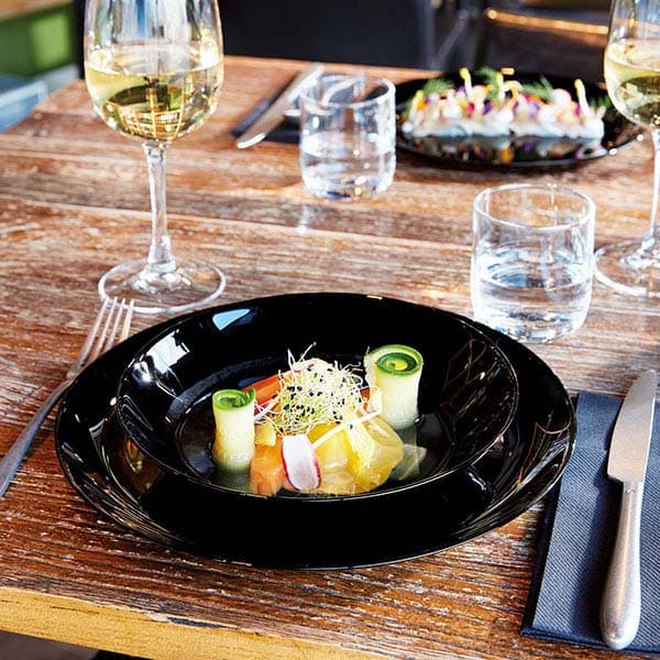 Тарелка «Эволюшн Блэк» мелкая;стекло;D=25,H=17см;черный