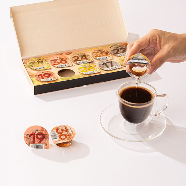 Сироп «Ассорти» ароматизированный порционный Pinch&Drop[10шт];поливинилхл.;15мл;,H=23,L=260,B=110мм