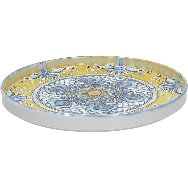 Тарелка «Позитано» с бортом;фарфор;D=270,H=25мм;васильк.,горчич.