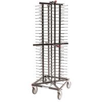 Стенд фуршетный на колесах, 104 тарелки;сталь нерж.;,H=180,L=60,B=60см;серебрист.
