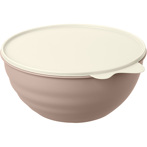 Миска с крышкой;полипроп.;2,8л;D=22,3,H=10,5см;бежев.