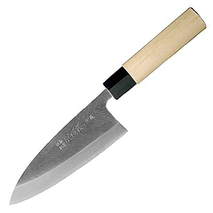 Нож для японской кухни (деба) для разделки рыбы;дерево;,L=350/210,B=55мм;бежев.,металлич.