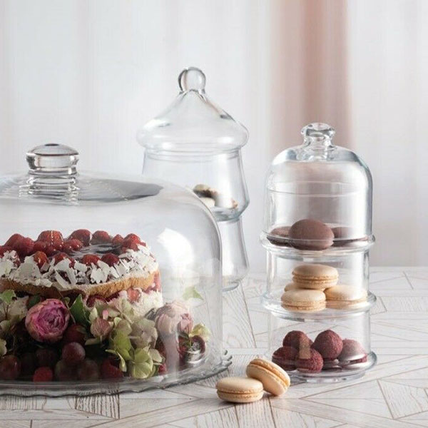 Набор емкостей для десерта «Вилла» с крышкой[3шт];стекло;0,505л;D=94/118,H=261мм;прозр.