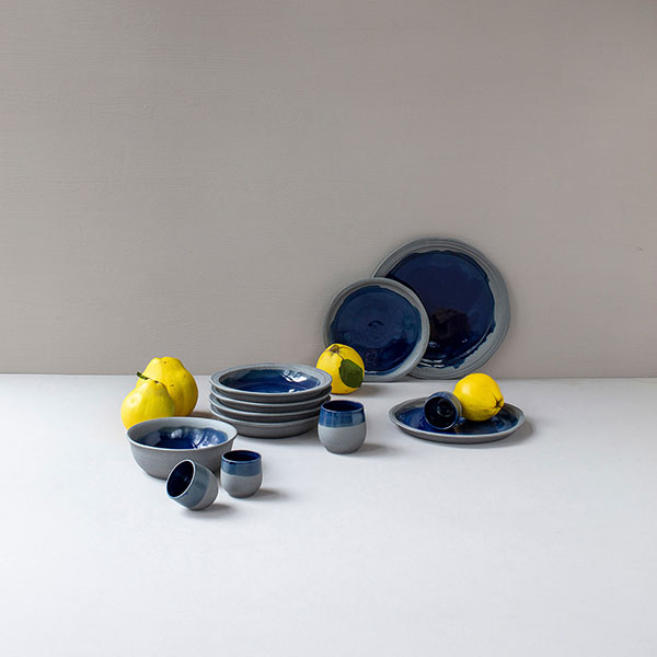 Тарелка «Нау» мелкая;керамика;D=23,H=2см;синий,серый