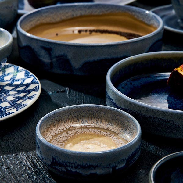 Салатник «Аврора Революшн Блюстоун»;фарфор;270мл;D=135,H=35мм;бежев.,синий