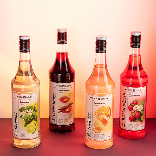 Сироп «Земляника» Pinch&Drop;стекло;1л;D=85,H=330мм;красный