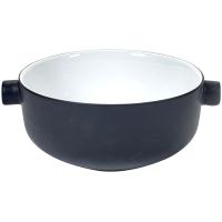 Салатник «Ловатт» с ручками;кост.фарф.;D=135,H=65мм;черный,белый