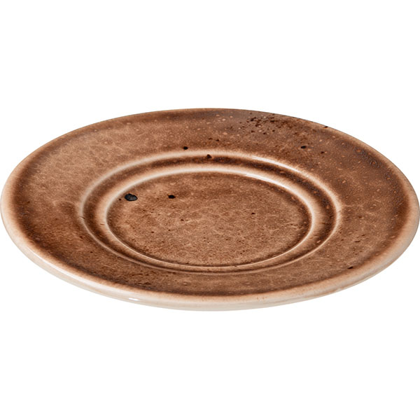Блюдце «Маррон Реативо»;фарфор;D=155,H=20мм;коричнев.,бежев.