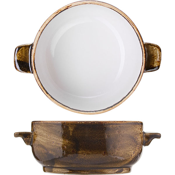 Чашка бульонная «Крафт» б/крышки;фарфор;450мл;D=12,H=6см;коричнев.