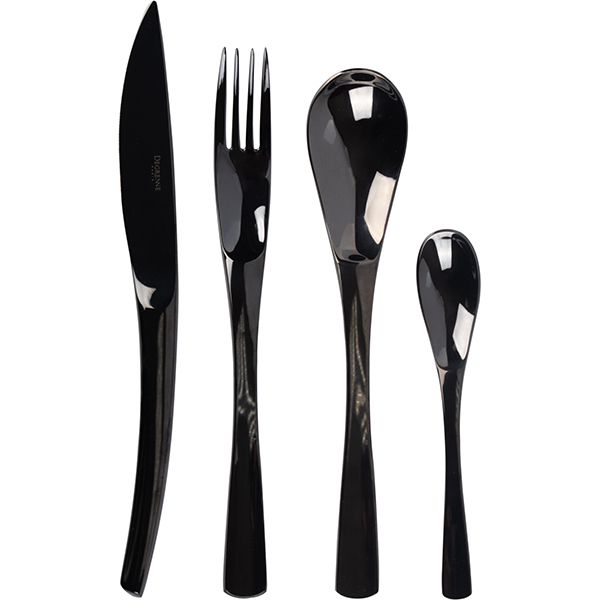 Набор столовых приборов на 1 персону[4шт];сталь нерж.;черный