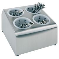 Подставка+4 емкости д/столовых приборов;сталь нерж.,пластик;D=10,H=20,L=26,B=30см