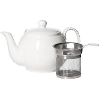 Чайник заварочный с металлическим ситом;фарфор;0,5л;D=80,H=115,B=185мм;белый