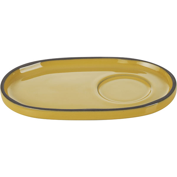 Блюдце «Карактэр»;керамика;,H=12,L=135,B=83мм;желт.