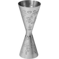 Джиггер «Пробар Премиум Мотиво» 30/45 мл с орнаментом;сталь нерж.;D=49/41,H=118мм;серебрист.