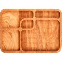 Менажница прямоуг.5 секций;дуб;,H=25,L=350,B=250мм;деревян.