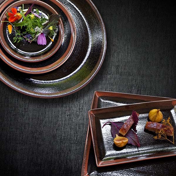 Тарелка «Кото» мелкая;фарфор;D=300,H=18мм;черный,коричнев.