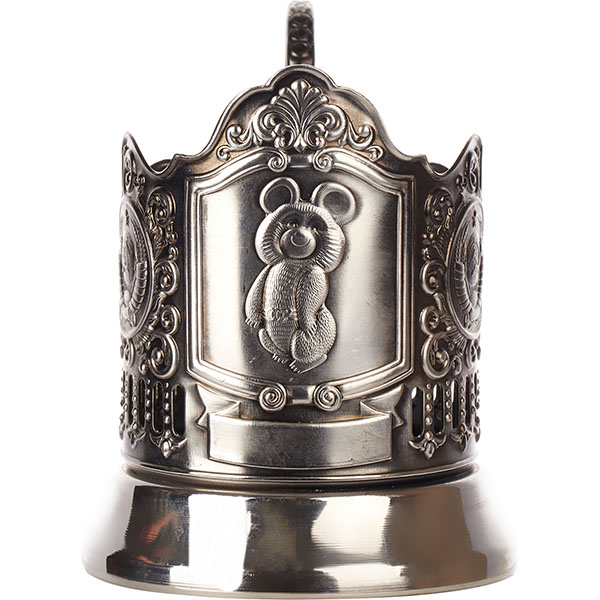 Подстаканник «Олимпийский мишка 2 герба» латун.сплав