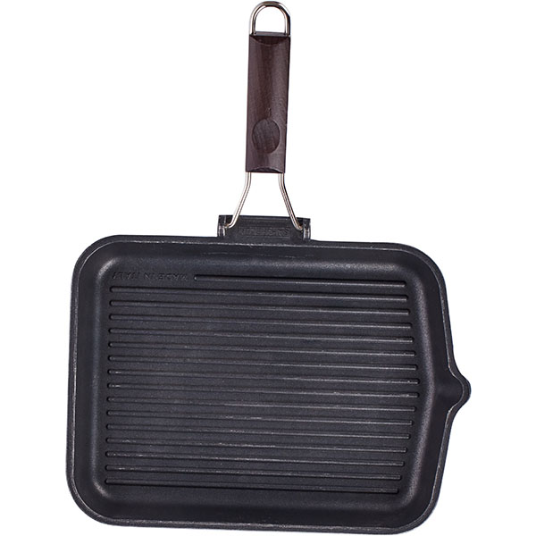 Сковорода-гриль;алюм.литой,дерево;,H=40,L=270/430,B=345мм;черный
