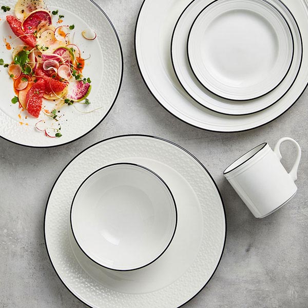 Салатник «Бид Блэк Бэнд»;фарфор;D=16см;белый,черный