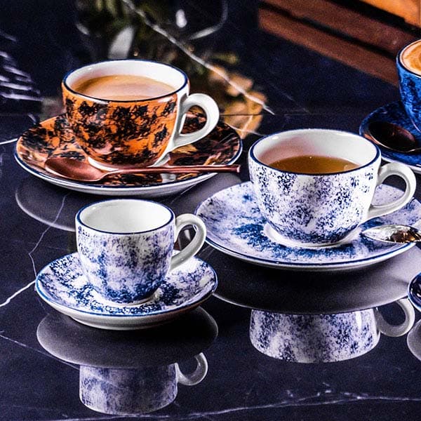 Блюдце «Аида» с декором;фарфор;D=14,5см;белый,синий