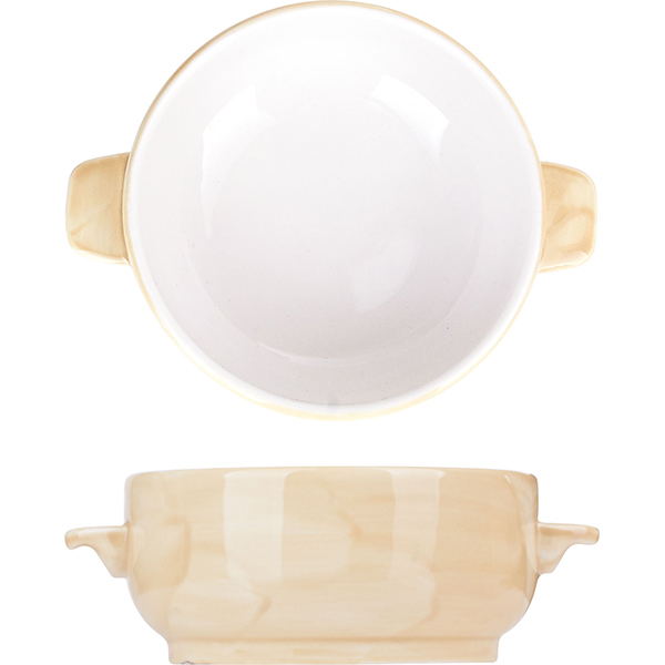 Чашка бульонная «Хани» б/крышки с ручками;фарфор;450мл;D=12,H=6см;бежев.