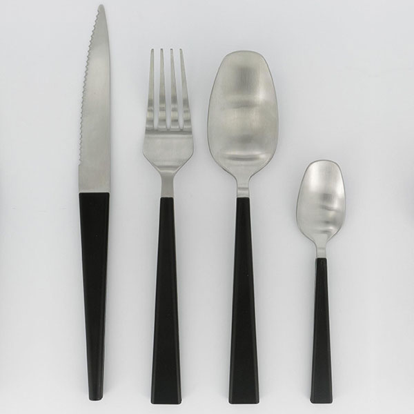 Ложка столовая «Трапе»;сталь нерж.;,L=20/7,B=4см;металлич.,черный