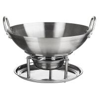 Сковорода «Садж Вок» без крышки с ручками и подставкой;сталь нерж.;D=360,H=67,L=380мм;металлич.