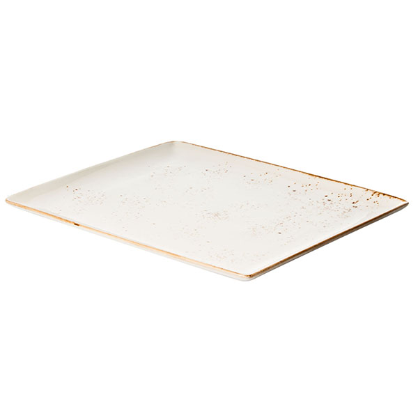 Блюдо «Крафт Вайт» прямоугольное;фарфор;,L=33,B=27см;белый,коричнев.