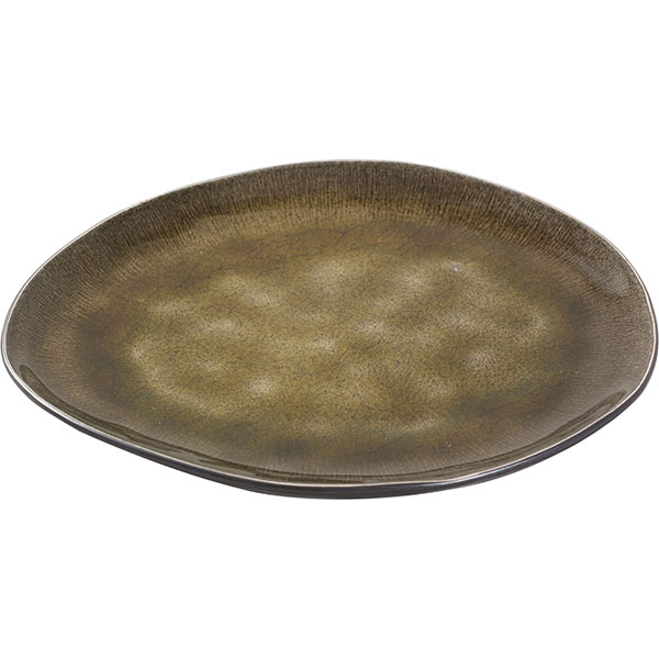 Тарелка «Пьюр» овальная;керамика;,L=20,B=17см;зелен.