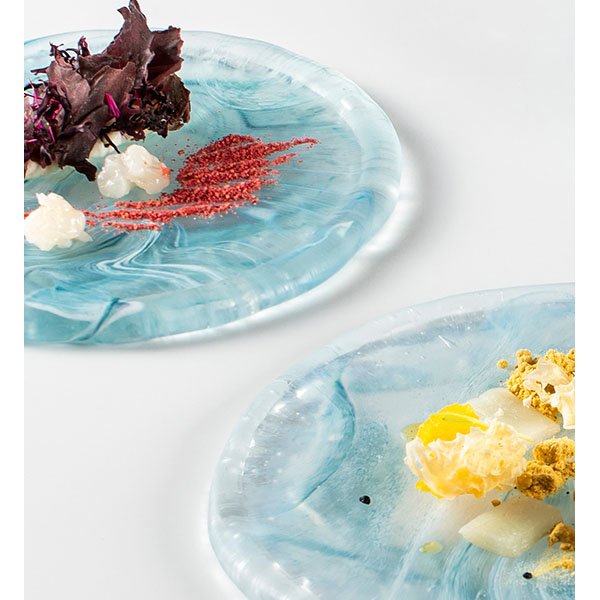Тарелка «Аквамарин» мелкая;стекло;D=18см;голуб.