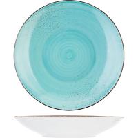 Тарелка глубокая «Опшенс Рустик Лагун»;фарфор;D=24см;бирюз.