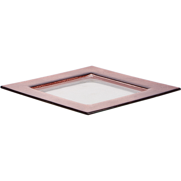 Тарелка «Бордер» квадратная;стекло;,L=25,5,B=25,4см;прозр.,коричнев.