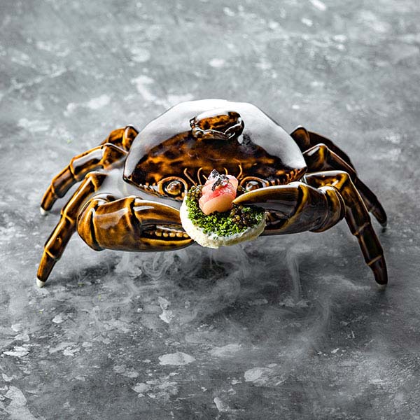 Емкость для закусок «Ро Дизайн Бай Эрбиси» в виде краба;керамика;130мл;D=26,H=17см;коричнев.