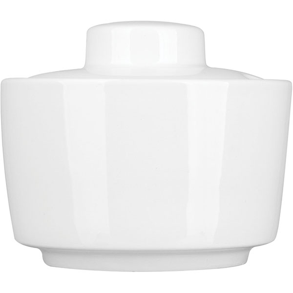 Сахарница с крышкой «Кунстверк»;фарфор;250мл;D=96,H=80мм;белый