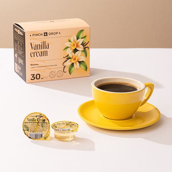 Сироп «Ваниль» ароматизированный порционный Pinch&Drop[30шт];картон;15мл;,H=12,L=15,5,B=10см