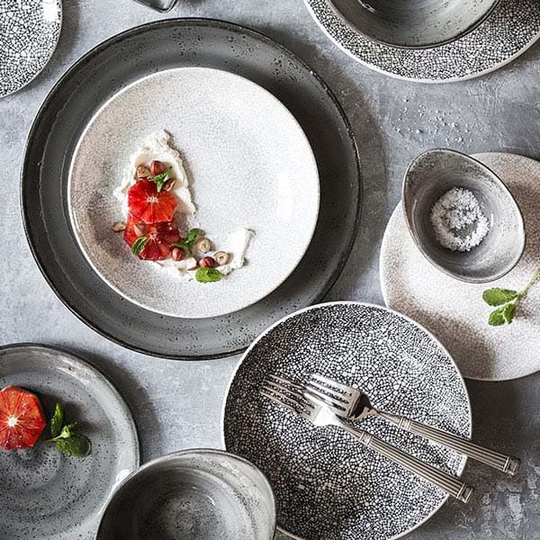 Салатник «Инк Блэк»;фарфор;D=25,3см;белый,черный