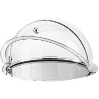 Поднос с крыш.;нерж.;D=38,H=21см;металлич.,прозр.