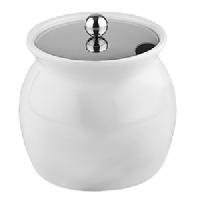 Банка с крышкой;фарфор,сталь нерж.;2л;D=17,H=15см;белый,металлич.