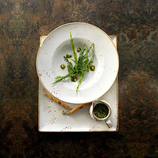 Блюдо «Крафт Вайт» прямоугольное;фарфор;,L=33,B=27см;белый,коричнев.