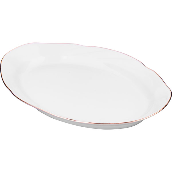 Блюдо «Голубка» овальное;фарфор;350мл;,L=33,B=23,5см;белый,золотой