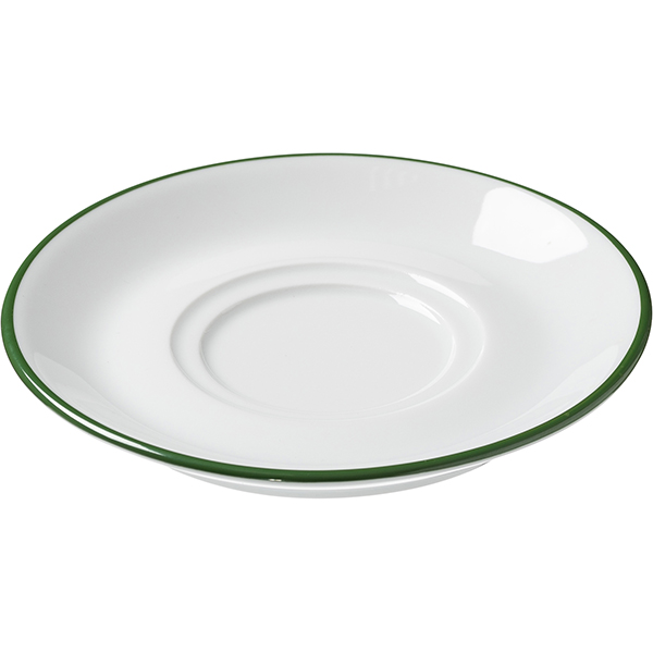 Блюдце «Ретро Альтауссе Рот» с декором;фарфор;D=14см;белый,зелен.