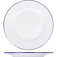 Тарелка мелкая эмалированная;сталь;D=24,H=2см;белый,синий