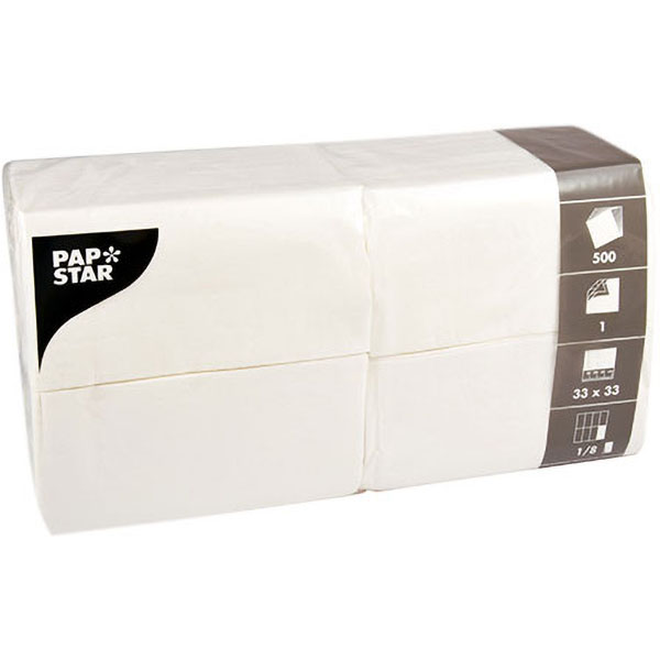 Салфетки д/диспенсера[500шт];бум. салфет.;,L=33,B=33см;белый