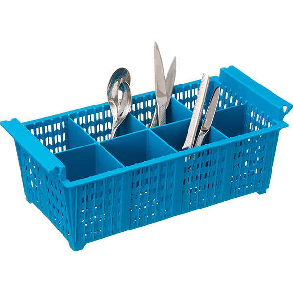 Кассета для столовых приборов без ручек 8 ячеек «Проотель»;полипроп.;,H=12,L=42,B=21см;голуб.