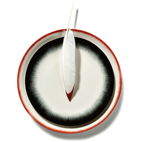 Тарелка «Де» №2;фарфор;D=24см;кремов.,красный